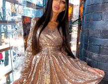 Платье в пайетки с широким поясом и завязками на талии | PUSHKA SHOP