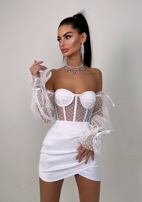 Улюблений комплект в новому виконанні: корсет бюстьє з об’ємними рукавами + спідниця міні | PUSHKA SHOP