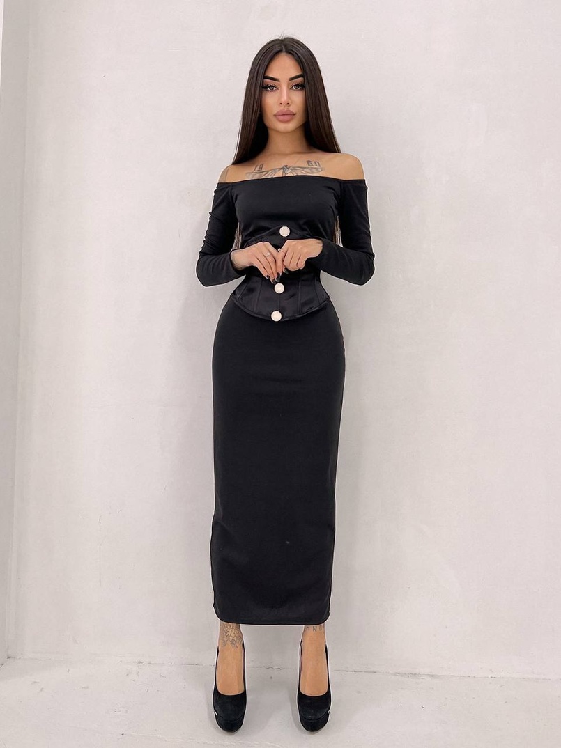 Сукня міді  + атласний корсет Сукня міді  + атласний корсет | PUSHKA SHOP