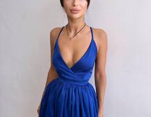 Шовкова сукня з пишною спідницею та шнурівкою на спинці | PUSHKA SHOP