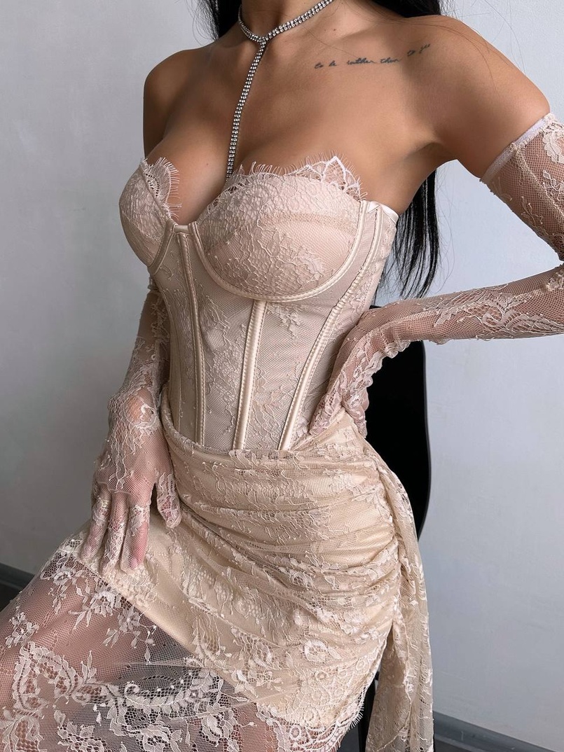 Корсетна сукня максі з рукавичками  | PUSHKA SHOP