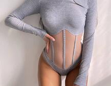 Трикотажне боді з сітчастою вставкою | PUSHKA SHOP