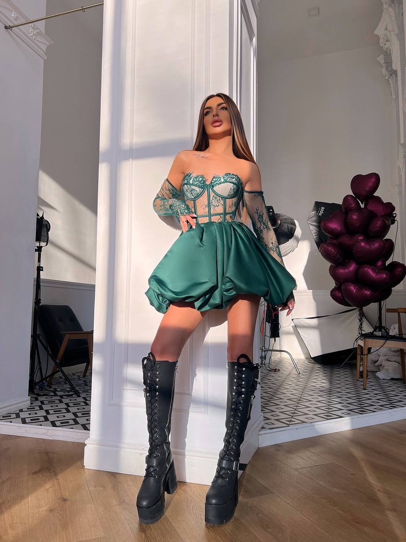 Комплект : мереживний корсет  з чашечками+ спідниця балон  | PUSHKA SHOP