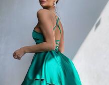 Шовкова сукня з пишною спідницею та шнурівкою Шовкова сукня з пишною спідницею та шнурівкою | PUSHKA SHOP