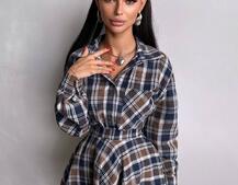 Комплект: сорочка + спідниця у клітинку  | PUSHKA SHOP