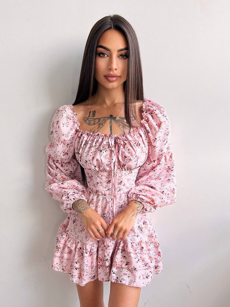 Квіткова сукня на ґудзиках з воланами Квіткова сукня на ґудзиках з воланами | PUSHKA SHOP