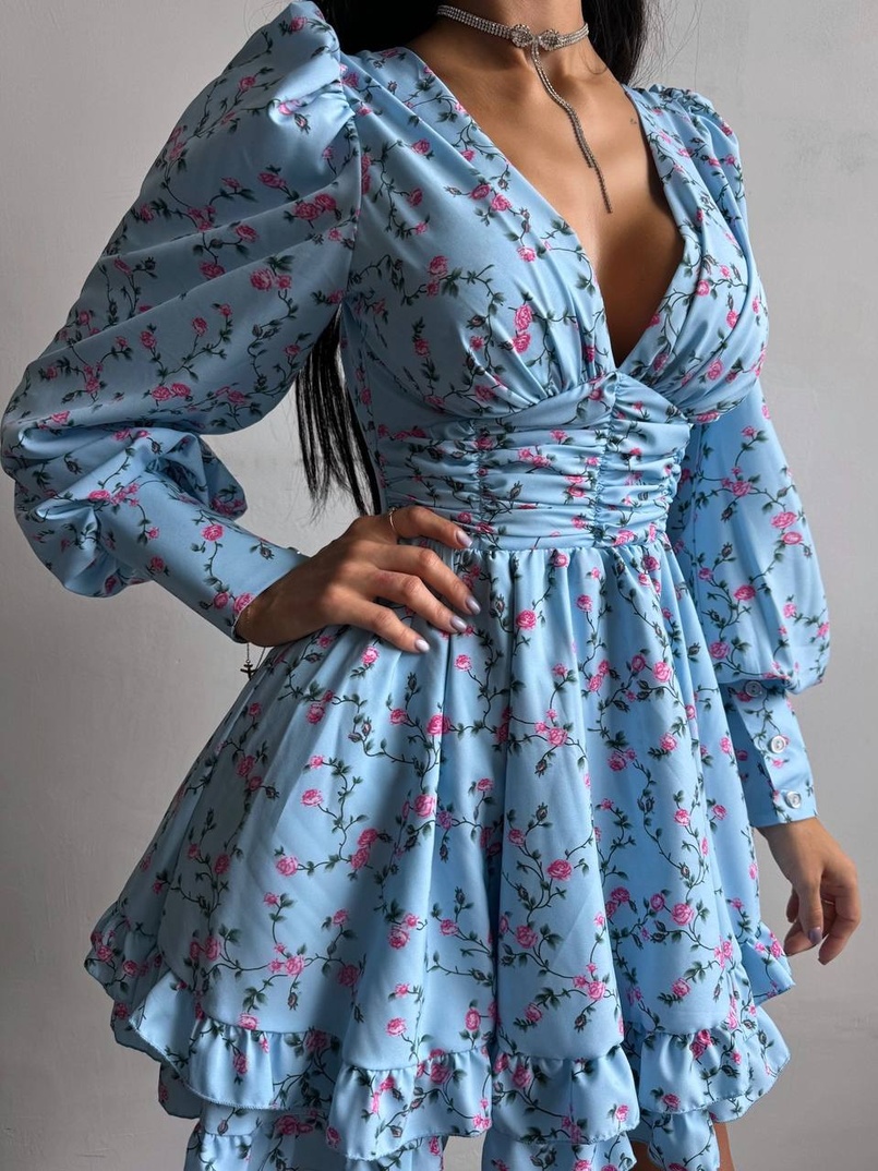 Сукня міні з пишною спідницею та драпіруванням на талії | PUSHKA SHOP