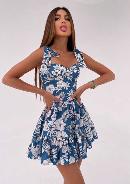 Сукня з чашечками та елементами корсету в квітковий принт  | PUSHKA SHOP