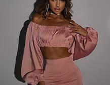 Атласний комплект, декорований стразами Ручна робота, прикраса пришита  | PUSHKA SHOP