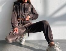 Велюровий комплект трійка: кофта + корсет з чашечками + джогери  | PUSHKA SHOP