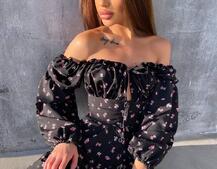 Сукня з воланами та шнурівкою  по спинці | PUSHKA SHOP