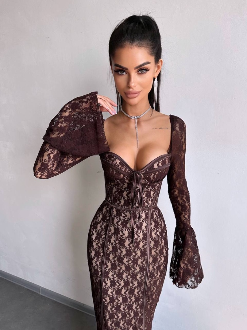 Мереживна сукня максі з чашечками    | PUSHKA SHOP