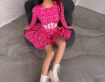 Приталена сукня з корсетною вставкою та спідницею-сонцем | PUSHKA SHOP