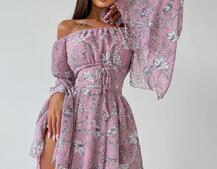 Платье с расклешенными рукавами в комплекте с корсетом  Платье с расклешенными рукавами в комплекте с корсетом  | PUSHKA SHOP