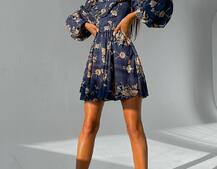 Цветочное платье с пышной юбкой и объемными рукавами   Цветочное платье с пышной юбкой и объемными рукавами   | PUSHKA SHOP