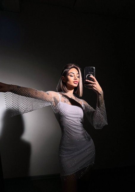 Сукня із сітки зі стразами на трикотажній підкладці  | PUSHKA SHOP