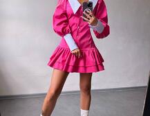 Котонова сукня з рюшами на гудзиках зі шнурівкою на спинці | PUSHKA SHOP