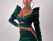 Сукня міні з драпіруванням, декорована стразами  | PUSHKA SHOP