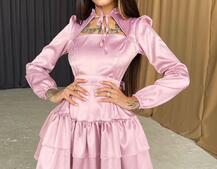 Атласное платье с рюшами Атласное платье с рюшами | PUSHKA SHOP