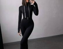 Облягаючий комбінезон з двома змійками та застібкою на талії | PUSHKA SHOP