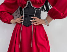 Приталена сукня з шовку  + корсет декорований стразами  Ручна робота  | PUSHKA SHOP