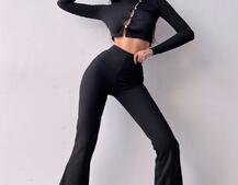 Комплект : штани кльош і топ на ґудзиках Комплект : штани кльош і топ на ґудзиках | PUSHKA SHOP