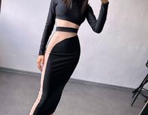 Сукня міді  із вставками сітки  | PUSHKA SHOP