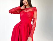 Платье макси с кружевным верхом и разрезом на юбке  | PUSHKA SHOP