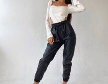 Комплект: топ + джоггеры из эко-кожи | PUSHKA SHOP