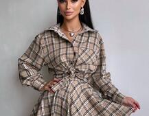 Комплект: сорочка + спідниця у клітинку  | PUSHKA SHOP