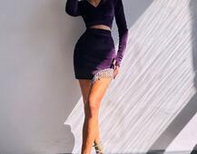 Оксамитовий комплект, декорований бахромою зі страз Оксамитовий комплект, декорований бахромою зі страз | PUSHKA SHOP