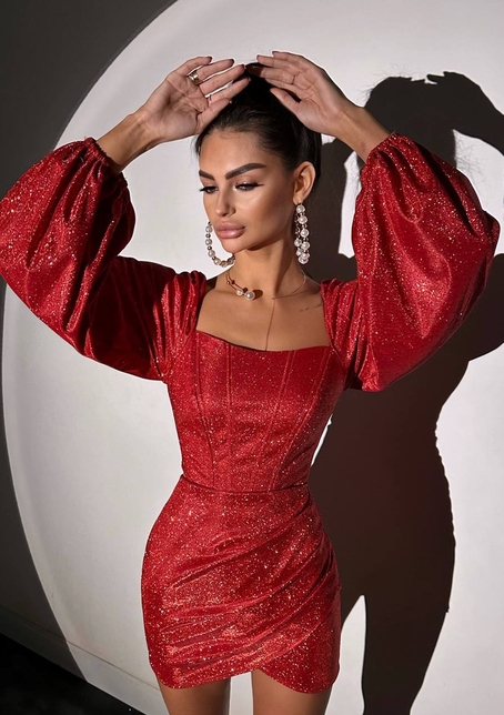 Сяючий комплект: корсет + спідниця міні з драпіруванням  | PUSHKA SHOP