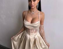 Атласний комплект: корсет + спідниця максі  | PUSHKA SHOP