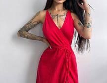 Муслиновое платье с запахом  | PUSHKA SHOP