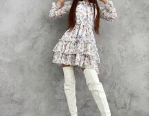 Шифоновое платье с рюшами на подкладке  | PUSHKA SHOP