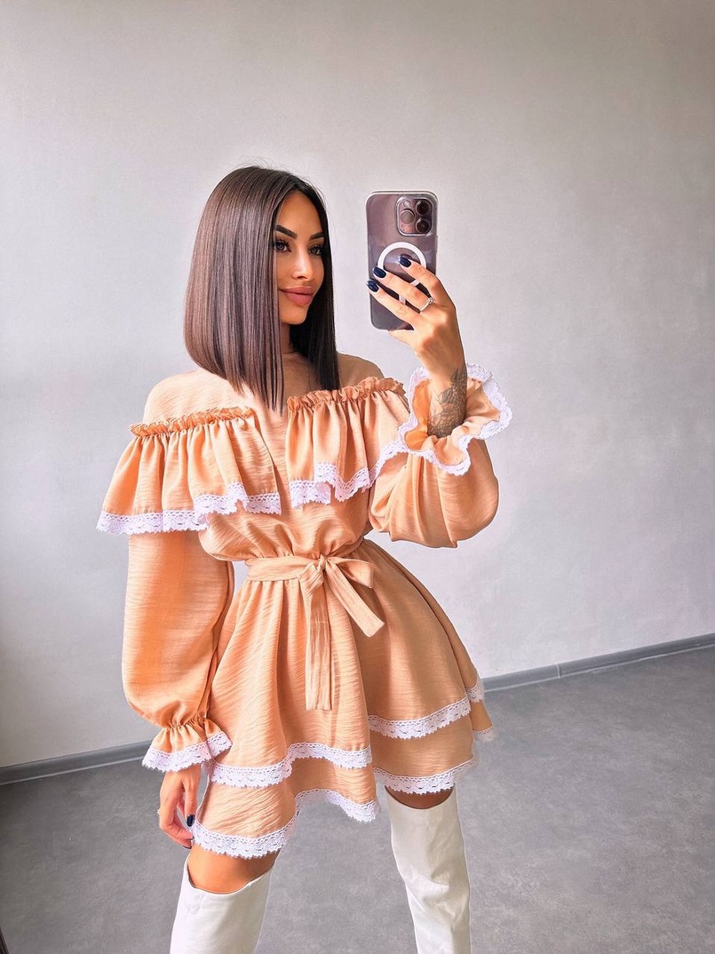 Сукня декорована мереживом | PUSHKA SHOP