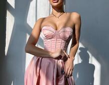 Комплект: корсет-бюстьє , декорований стразами  + спідниця максі з розрізом   Ручна робота  | PUSHKA SHOP