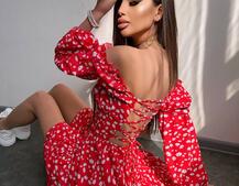 Квіткова сукня з воланами та шнуровкою по спинці | PUSHKA SHOP