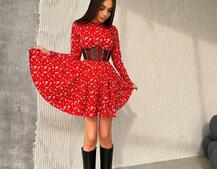 Приталена сукня з корсетною вставкою та спідницею-сонцем Приталена сукня з корсетною вставкою та спідницею-сонцем | PUSHKA SHOP