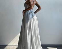 Сяюча сукня максі  зі шнурівкою на спинці | PUSHKA SHOP