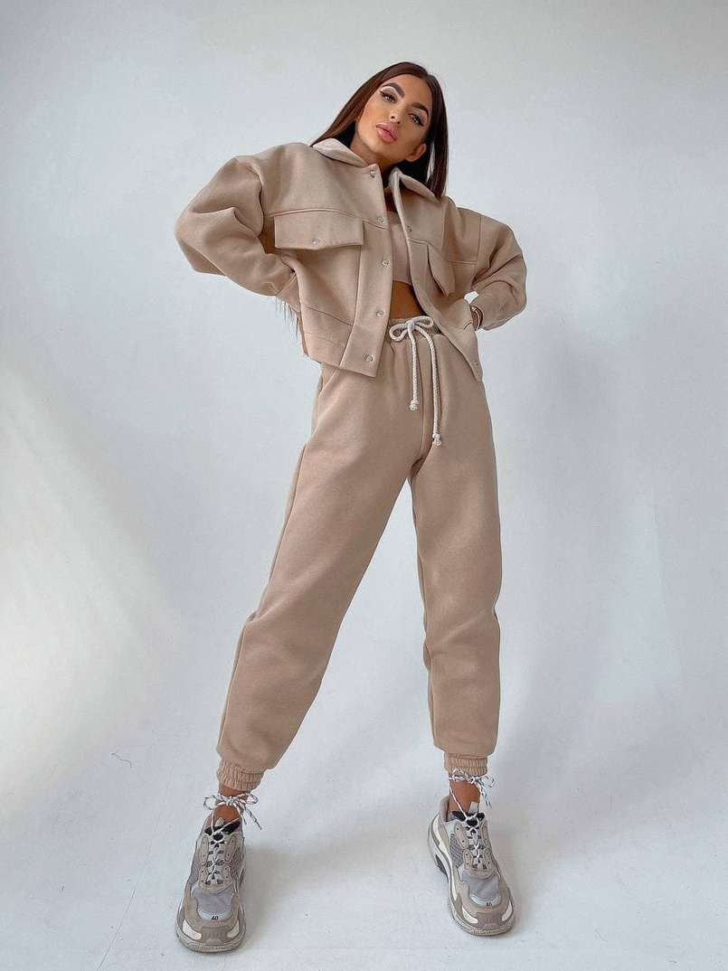 Комплект: тёплая рубашка на кнопках + джоггеры  Комплект: тёплая рубашка на кнопках + джоггеры  | PUSHKA SHOP