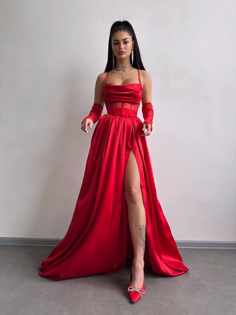 Атласний комплект: корсет + спідниця максі  | PUSHKA SHOP