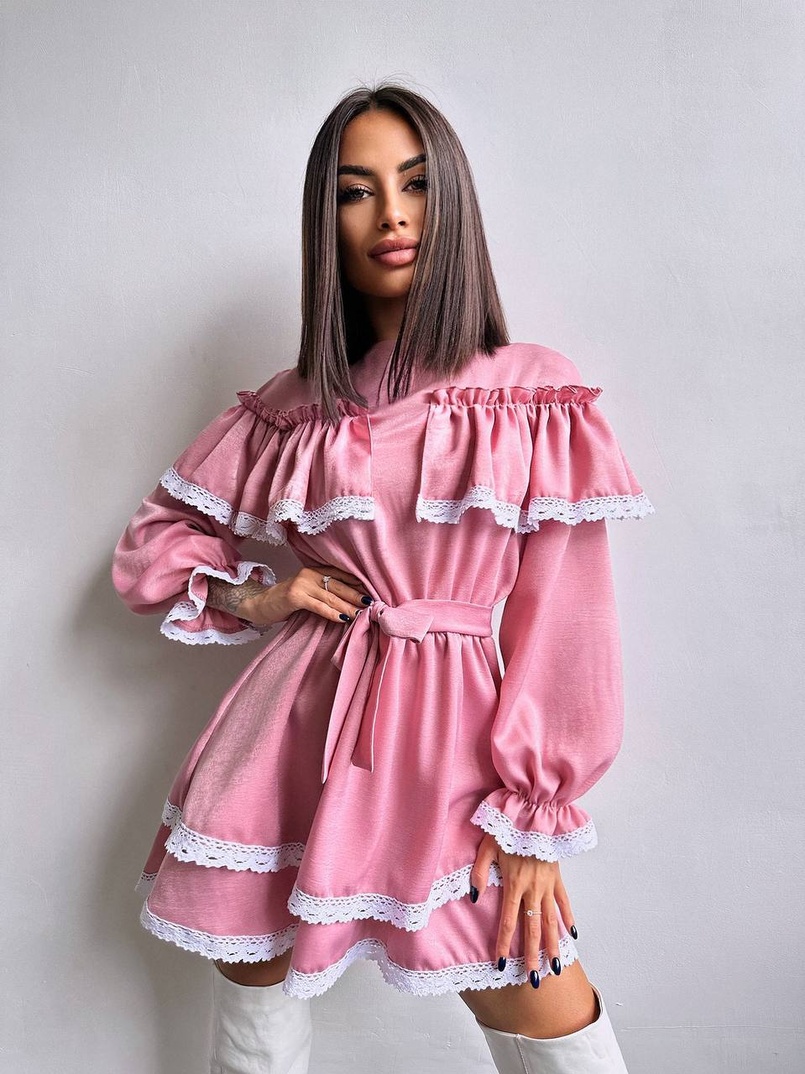 Сукня декорована мереживом | PUSHKA SHOP