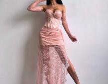 Корсетна сукня максі з рукавичками  | PUSHKA SHOP
