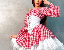 Хлопковое платье в клетку с подъюбником и корсетом из эко-кожи Хлопковое платье в клетку с подъюбником и корсетом из эко-кожи | PUSHKA SHOP