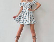 Платье с завязками на груди в цветочный принт | PUSHKA SHOP