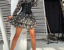 Шифоновое платье с рюшами на подкладке Шифоновое платье с рюшами на подкладке | PUSHKA SHOP