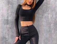 Штани-кльош  з металевими застібками   | PUSHKA SHOP