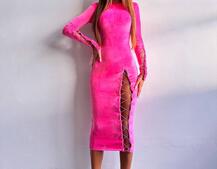 Оксамитова сукня міді зі шнурівкою | PUSHKA SHOP