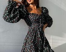 Цветочное платье-бюстье с чашечками и пышной юбкой с оборками Цветочное платье-бюстье с чашечками и пышной юбкой с оборками | PUSHKA SHOP